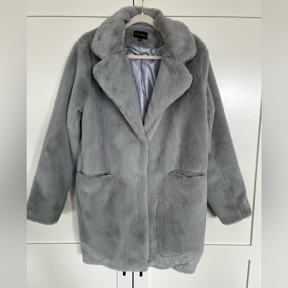 Cotton Candy Jackets & Blazers - Cotton Candy LA Grey Teddy Faux Fur Coat Jacket Snap Closure | Medium